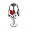 Lucid 925 Silver Charm - Wine Glass - For Charm Bracelet/Necklace Photo