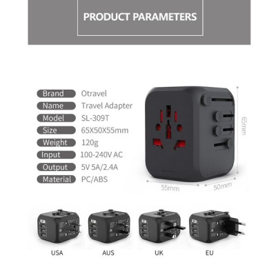Photo of World Travel Plug Adapter and Fast-Charger with 3 USB Ports and Type C