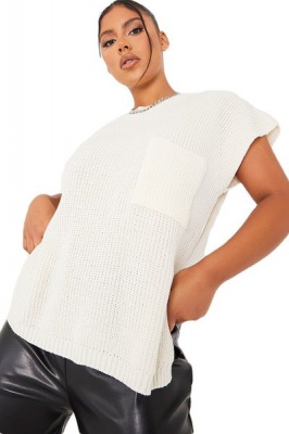 Photo of I Saw it First - Ladies Cream Utility Pocket Knitted Vest