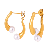 Women Stainless steel Drop and Dangle Pearl Earrings