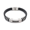 Men's Silver Rubber Charm Pulsera Hombre Bracelet Photo