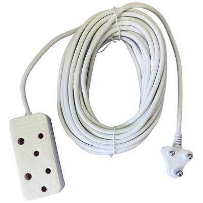 15m Extension Cord with a 2 Way Multiplug White