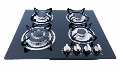 Built In Tempered Glass Countertop 4 Burner Gas Hob 600mmx510mm