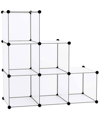 Photo of Loop DIY Cabinet Modular 6 Cube PVC Shelves Storage Organizer - White