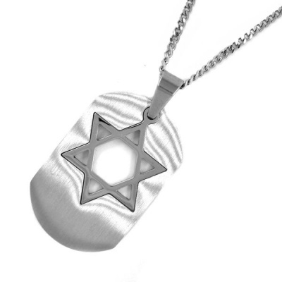 Photo of Xcalibur Stainless Steel Star Of David Disc Necklace On Chain