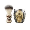 Skull Head Men's Beard Facial Cleansing Shaving Brush Soap Bowl Set Photo