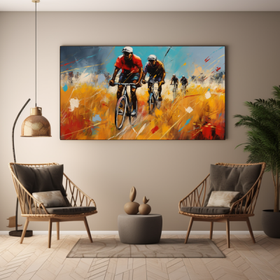 Canvas Wall Art Bicycle Race Through Fields BK0228