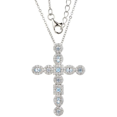 Photo of Kays Family Jewellers Aquamarine Cross Pendant in 925 Sterling Silver
