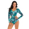 Iconix Women's Criss-Cross Blue Long-sleeve Zip Swimwear Photo
