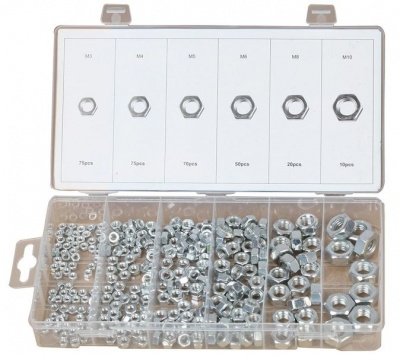 Duratool Nut Set Steel M3 to M10 300 Pieces