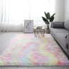 150 x 180cm Plush Fluffy Carpet - Shaggy & Foldable Rugs - Rainbow Photo