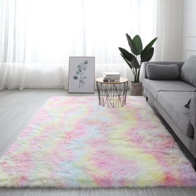 Photo of 150 x 180cm Plush Fluffy Carpet - Shaggy & Foldable Rugs - Rainbow