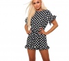 I Saw it First - Ladies Black Polka Dot Tie Waist Frill Detail Dress Photo