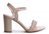 Linzi PASSION Ladies Nude Faux Leather Heeled Sandal With Plaited Front Strap