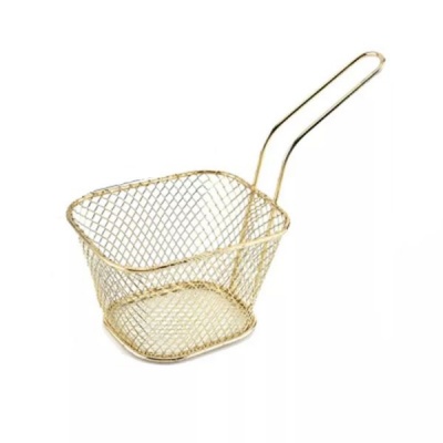 Photo of 13cm Deep Fryer Wire Mesh Fry Basket Square - Gold