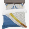 Print with Passion Blue and Gold Leaves Duvet Cover Set Photo