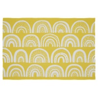 Cape Art Kids Yellow White Rainbow Pattern Rectangular Rug