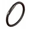 SilverCity Luxury Leather Round Braided Mens Bracelet Stainless Steel Clasp Photo