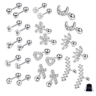SilverCity Crystal Zircon Stainless Steel Earrings 12 Pack