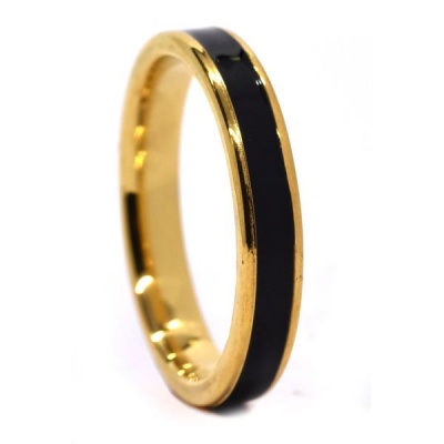 Photo of Androgyny Gold Plated Steel Ring with Black Band SSVR9820