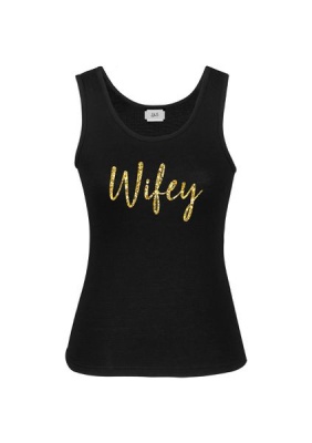 Photo of Love Sparkles Love & Sparkles Ladies Black Wifey Vest for the Bride to be Rose Gold