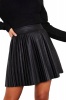 I Saw it First - Ladies Black Faux Leather Pleated Mini Skirt Photo
