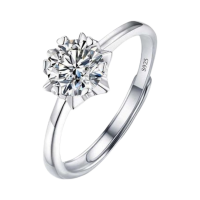Rings Wedding Adjustable Moissanite Zircon 1Carat Diamond A6