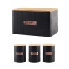 Bamboo Lid Bread Bin And Canister Set - Black Photo