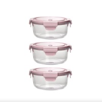Glass Round Food Containers 660ml Set Of 3