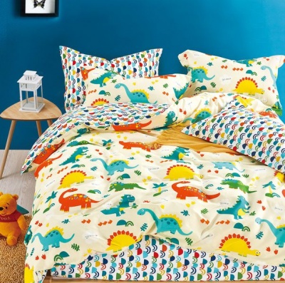 Photo of Linen Boutique - Kids Cotton Duvet Cover 3 pieces Set - Colourful Dinosaurs
