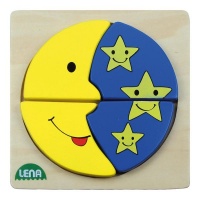 Lena Wooden Puzzle for Children 18 Months and Up Happy Moon and Stars