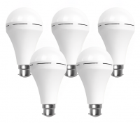 Five Loadshedding LED 20W Rechargeable Bulbs with Battery Bayonet