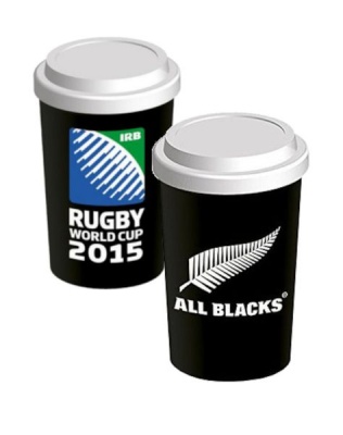 Photo of Rugby New Zealand Ceramic Travel Coffee Mug World Cup 2015 Silicone Lid Set