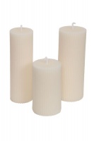 SassyChic Ribbed Pillar Candles Set of 3 Off White