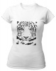 PepperSt Ladies White T-Shirt - Tiger Sketch Photo