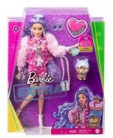 Barbie Extra Doll 6 Pink Jacket Purple Hair with Pet Bulldog