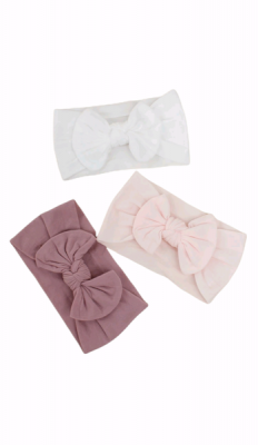 Stretchy Ribbon Baby Girl Knotted Bow Headbands Set of 3