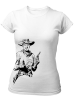 PepperSt Ladies White T-Shirt - Black Cowboy Photo