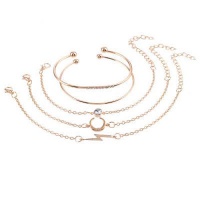 Rings Attract Bracelet Set Womens Fashion Crystal Metal Chain Bracelet Set 5 Piece