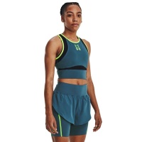 Under Armour Womens Run Anywhere Tanks Static BlueLime Surge