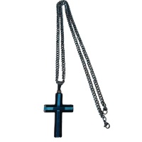 Men Black and Blue Stainless steel Cross Pendant Necklace