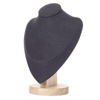 Elegant Jewellery Black Velvet Display Bust with Wooden Base 23cm