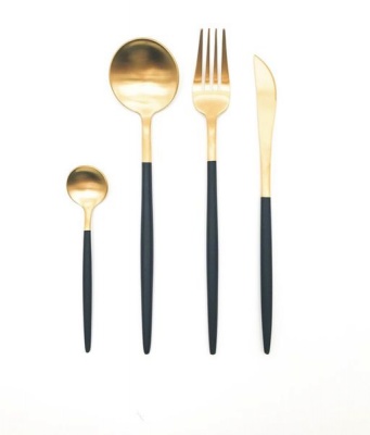 Photo of Black and Gold Moon Design Stainless Steel Cutlery Set of 4 Pieces