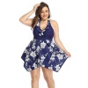 Iconix Women's Plus Size Blue Floral Flair Swimsuit Photo