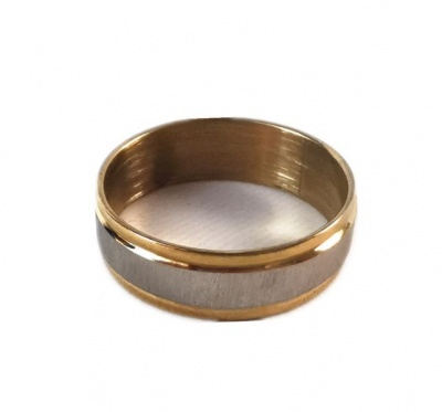 Photo of Pritina Stainless Steel Two Tone Edge Ring For Men Brushed Silver Gold Men’s Ring