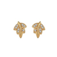 Zana Jewels 14 Carat Gold Plated Leaf Stud in Sterling Silver by