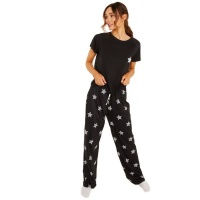 Quiz Ladies Star Long Pyjama Set Black