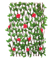 110cm Wooden Hedge with Artificial Rose Flower Fence Expanding Trellis