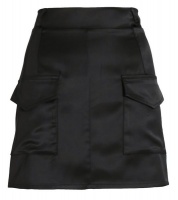 Quiz Ladies Black Satin Cargo Mini Skirt