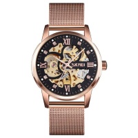 Skmei 9199 Stainless Steel Mechanical Watch with Skeleton Dial
